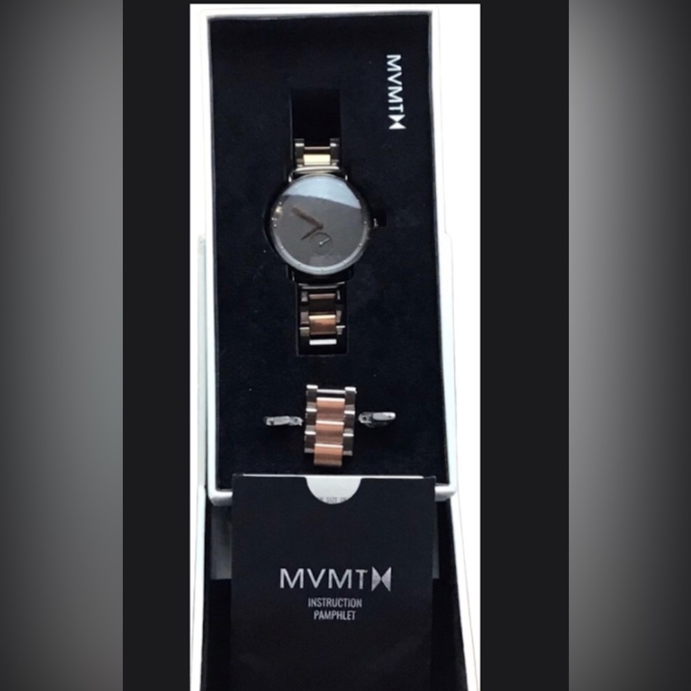 MVMT Women's Rose Gold and Black Metal Bracelet Watch